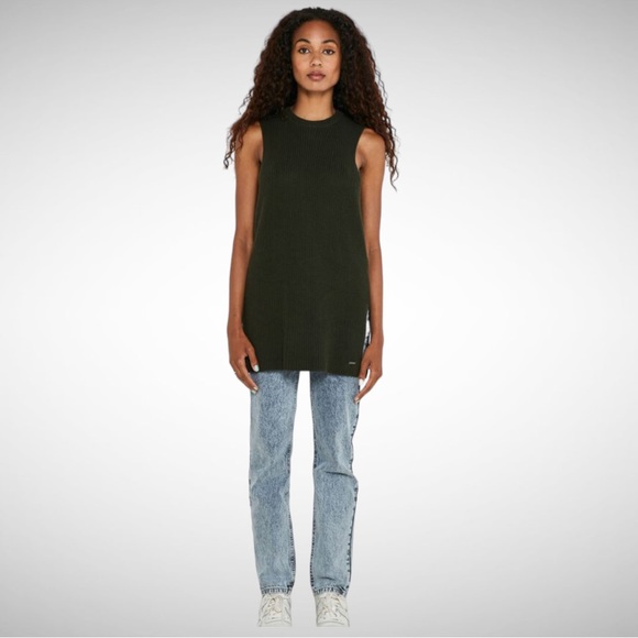 Noisy May Long Cotton Knit Vest Forest Green S - Picture 5 of 8